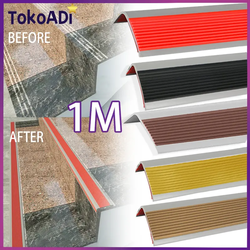 1Meter Tangga Pengaman Anti Slip Dengan Perekat 3M Type L Step Nosing Stepnosing Karet