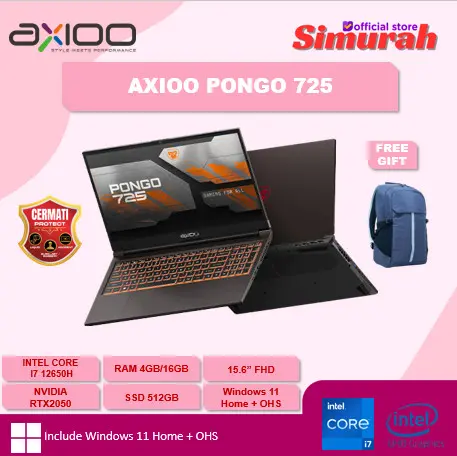 AXIOO PONGO 725 I7 12650H RTX2050 4GB/ 16GB 512GB 15.6 FHD 144HZ IPS RGB