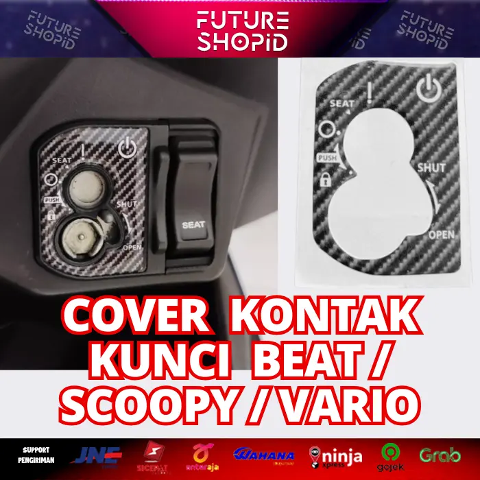Stiker Carbon Emblem Kunci Kontak Beat Deluxe / Scoopy / Genio 2023/2024/2025 Pelindung Anti Gores 2020/2021/2022