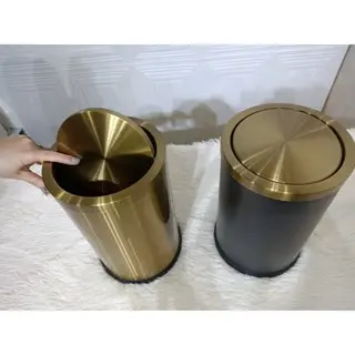 Tong Sampah Gold SS304/ Rubbish Can/Tempat Sampah Kamar Mandi Gold,Hitam Gold 5