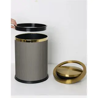 Tong Sampah Gold SS304/ Rubbish Can/Tempat Sampah Kamar Mandi Gold,Hitam Gold 3