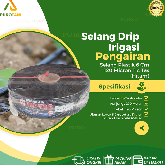 Gambar Selang 6 CM Drip Irigasi Pertanian 120 mikron 6cm 250 m Pipa 3/4 inch dari PUROTANI.ID Kab. Purworejo Tokopedia