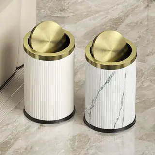 Tong Sampah Gold SS304/ Rubbish Can/Tempat Sampah Kamar Mandi Gold,Hitam Gold 2