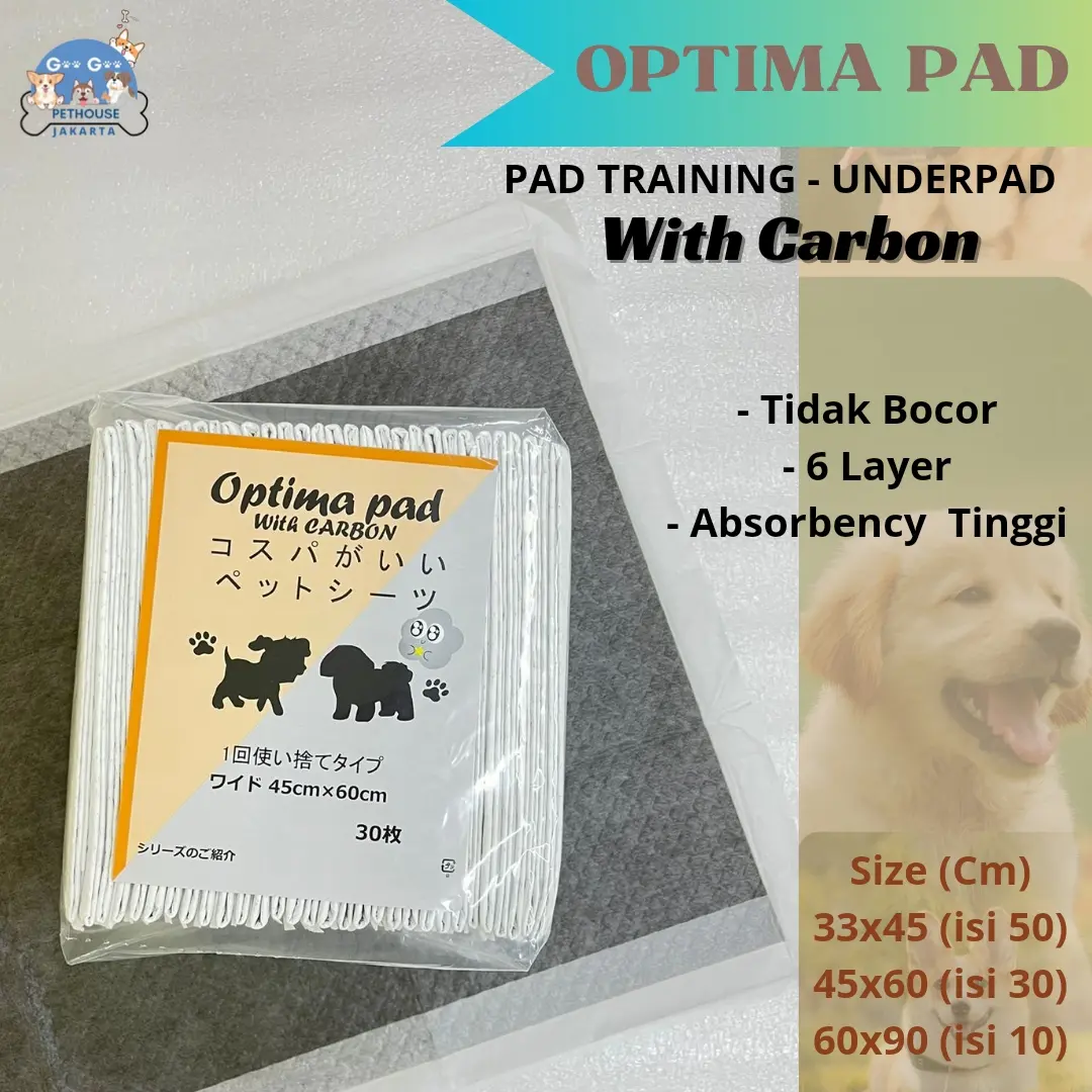 Underpad / Alas Pipis Anjing Carbon Optima Pad 45cm x 60cm - 1 Pack