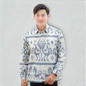 Anjalinesia Kemeja Pria  Tenun Ethnic Sumba NTT Atasan Formal