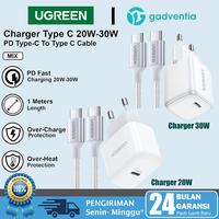 Gambar UGREEN Charger Set Type-C to Type-C PD Fast Charging 20w 30w 45w For iPhone 15 16 Pro Max - 1SET GAN20W WHT, 1 METER dari GADVENTIA Kota Administrasi Jakarta Barat 1 Tokopedia