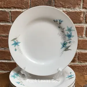 Piring kue jadul motif bunga biru (harga satuan atau per piring)