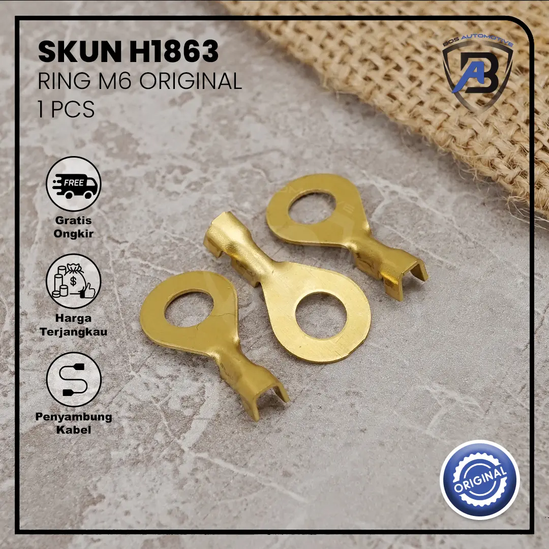 Terminal Skun Konektor Kabel Gepeng Ring M6 Baut 10 Tembaga Satuan
