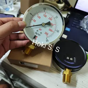 Pressure Gauge Raket Black Steel WIKE 4" inch / 25kg