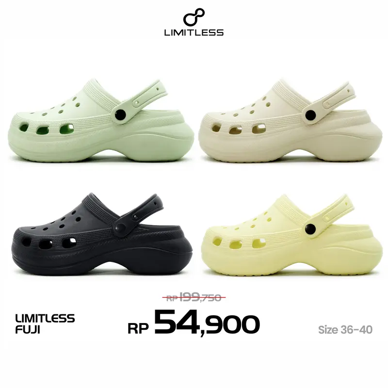 Sandal Wanita Slip On Baim Fuji Polos Viral Sandal Cewek Selop Wedges 6