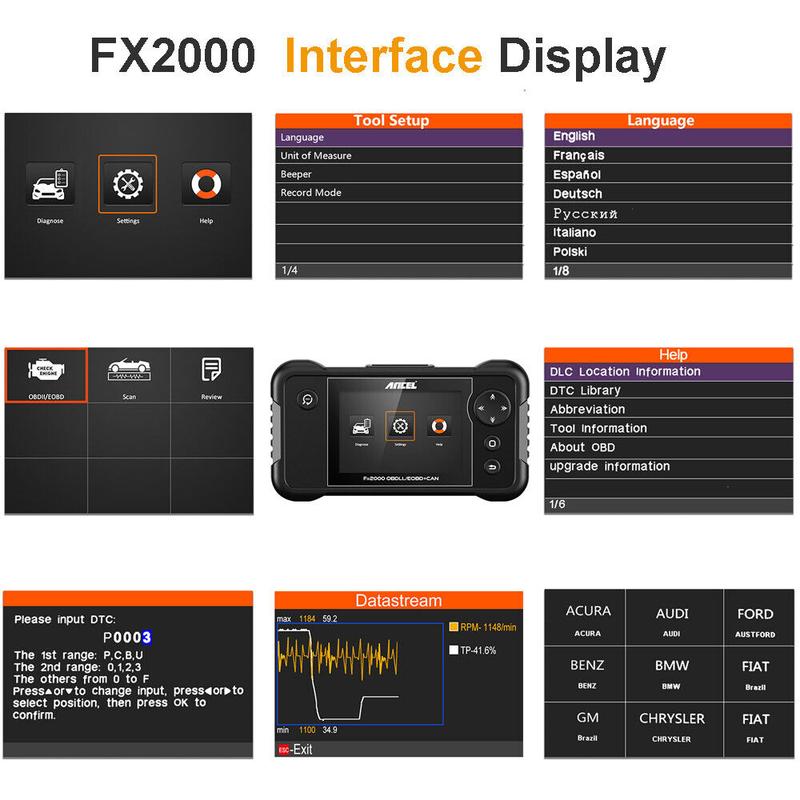 Ancel FX2000 4 Sistem OBD2 Scanner Mobil Pemindai Code Reader & Scan Tools Untuk Toyota/Honda/VW/NISSAN/BMW/BNEZ/Mitsubishi 8