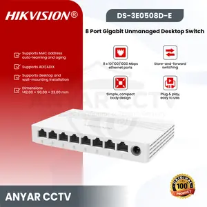 HIKVISION SWITCH HUB GIGABIT 8PORT DS-3E0508D-E ORIGINAL HIKVISION