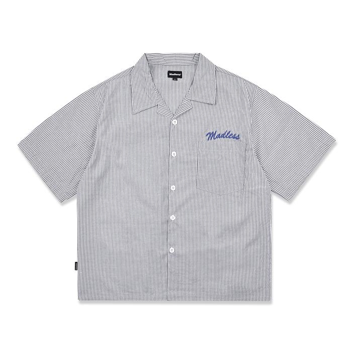 Gambar Madless | Kemeja Lengan Pendek Stripe Boxy | Crop | Stripe BW - M dari Madlesswear_NEW Kab. Tangerang Tokopedia