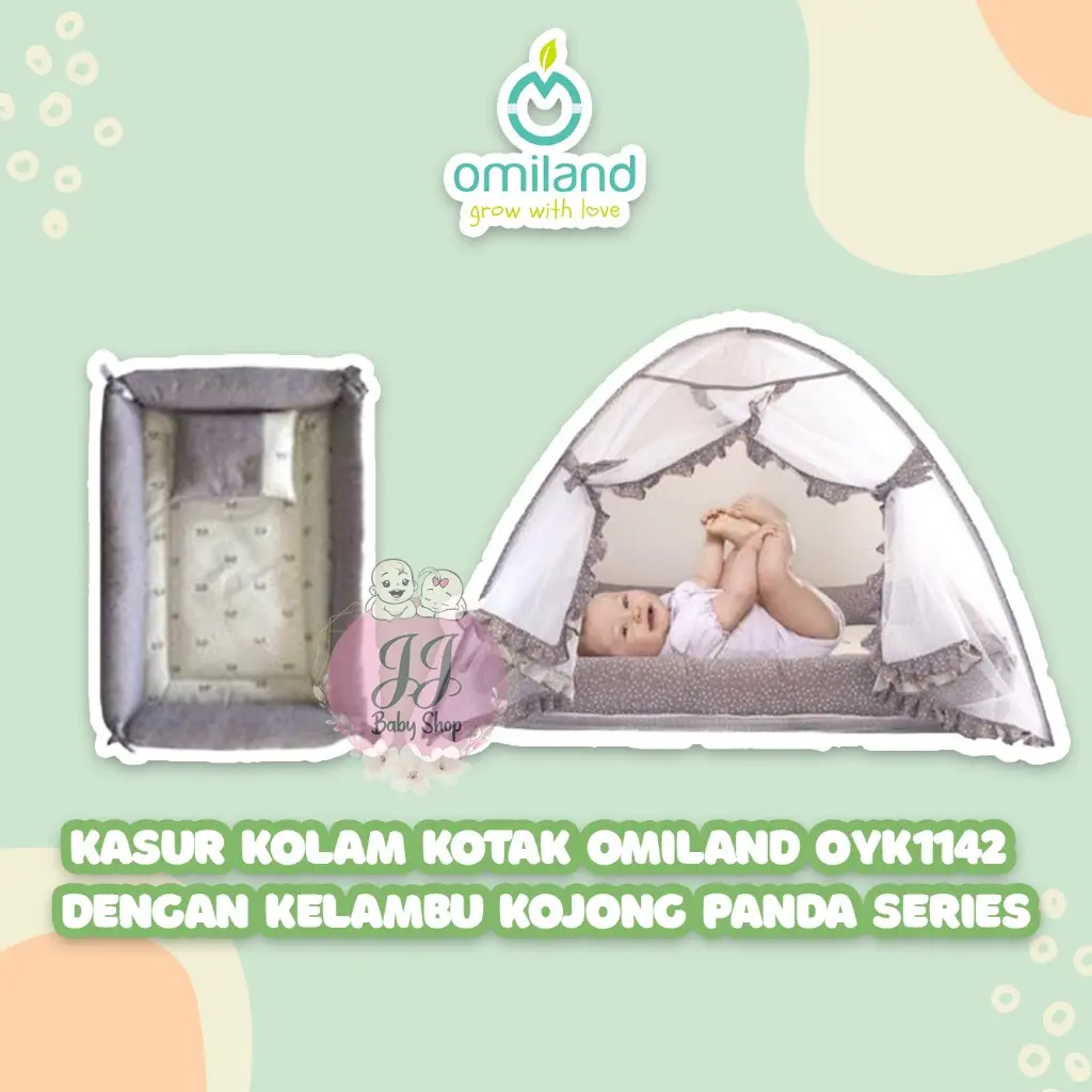 Kasur Kolam Kotak Omiland OYK1142 dengan Kelambu Kojong Panda Series