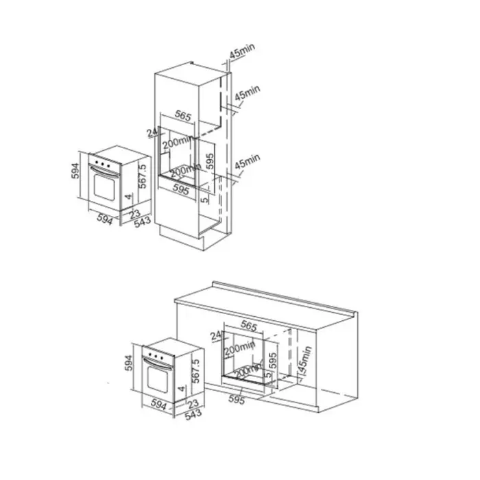 DELIZIA Oven Tanam Electric 60 Cm DOP8A7(IX), 56 Liter Kapasitas ( ex - display ) 1
