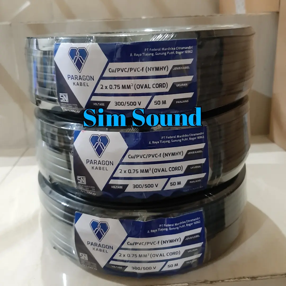 Kabel Paragon Original Full Tembaga NYMHY 2X 0.75MM 50 Meter Murni