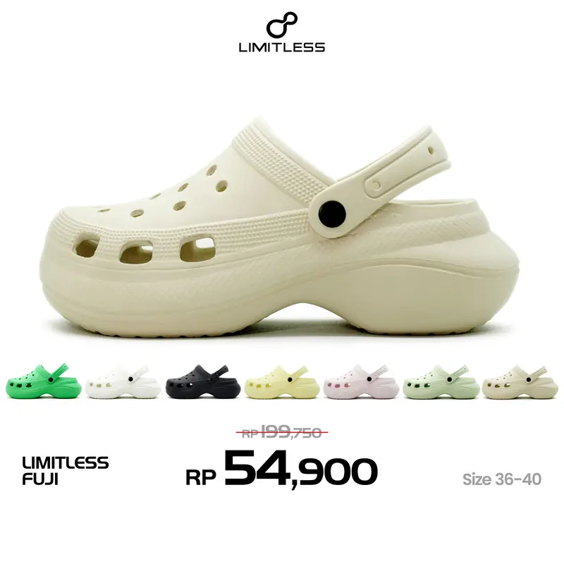Sandal Wanita Slip On Baim Fuji Polos Viral Sandal Cewek Selop Wedges 0