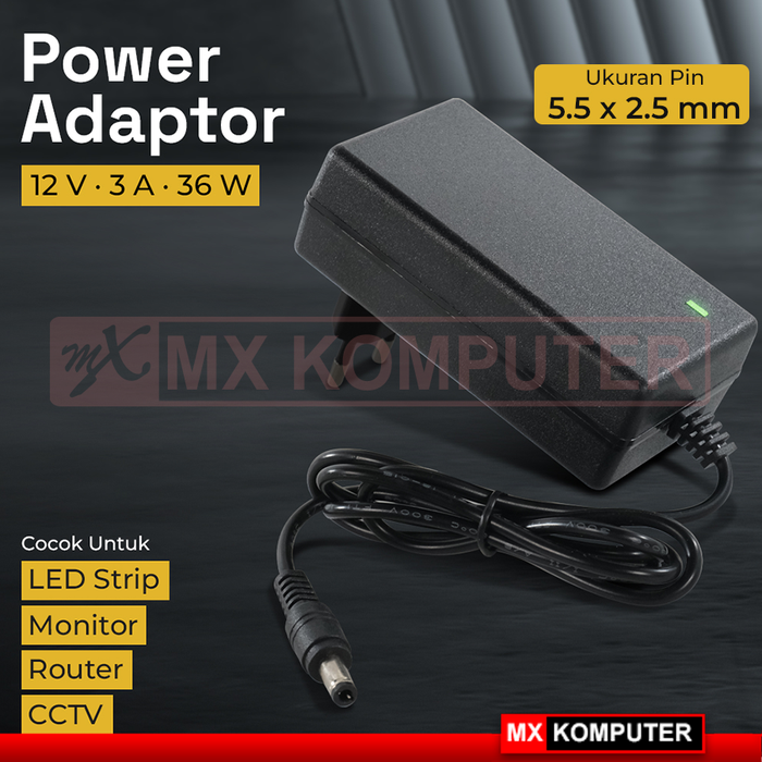 Gambar Adaptor Power Supply 12V 3A 36W LED Strip Monitor Router CCTV Converter dari MXKomputer_NEW Kab. Bantul Tokopedia