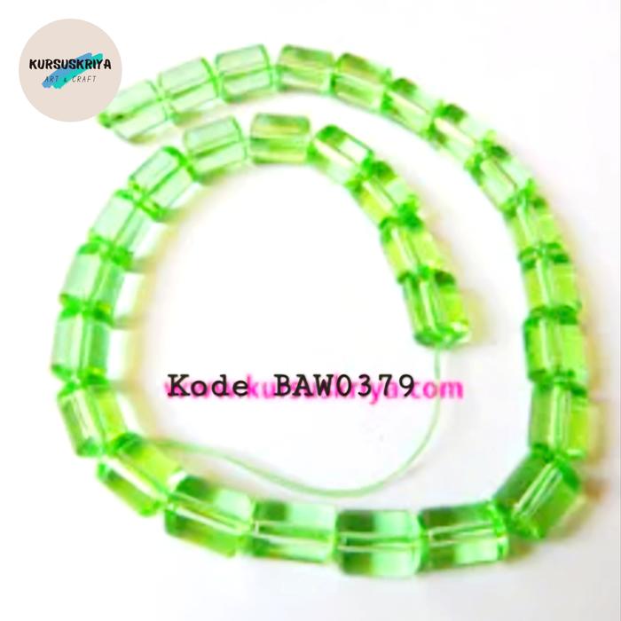 Gambar manik kaca bentuk tabung 8 X 10 mm warna light green clear Per renteng - Pink377 dari Kursuskriya Kota Administrasi Jakarta Selatan 4 Tokopedia