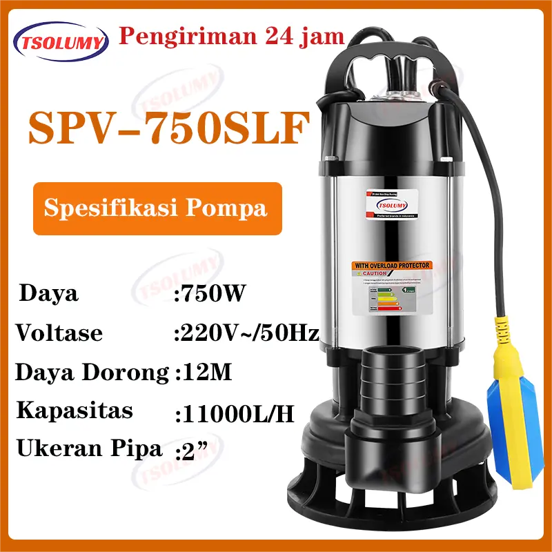 Pompa Celup Air Kotor 750W sewage pump 2inch Mesin Pompa Air Murah pompa submersible limbah TSOLUMY 1
