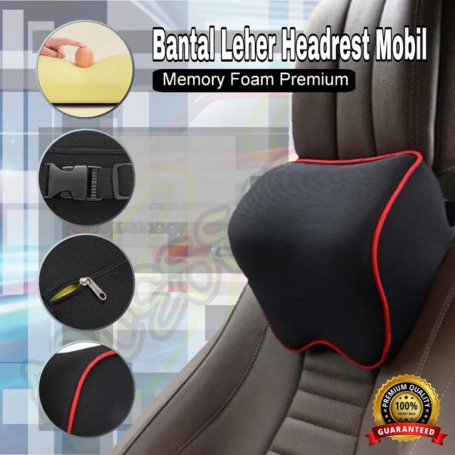 Bantal Headrest / Bantal Leher Memory Foam Empuk Mobil Mazda 2