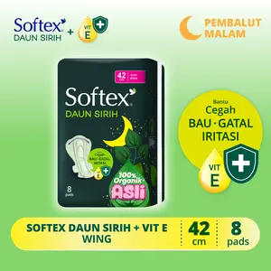 Softex Daun Sirih + Vitamin E 42cm 8s - Pembalut Daun Sirih Malam