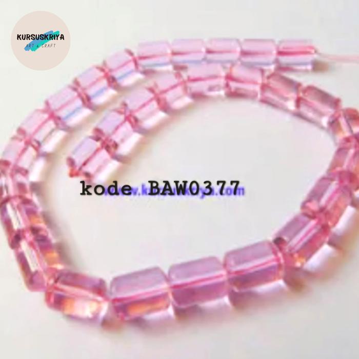 Gambar manik kaca bentuk tabung 8 X 10 mm warna light green clear Per renteng - Pink377 dari Kursuskriya Kota Administrasi Jakarta Selatan 3 Tokopedia