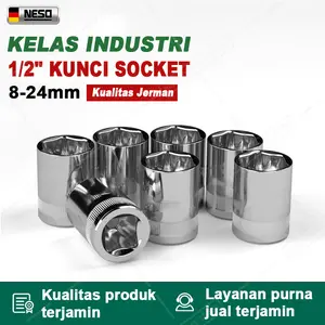 NESO German tools Mata Socket Kunci Sock 1/2 Inch 8-24mm Bahan Chrome Vanadium Alat Perkakas Sock Spanner