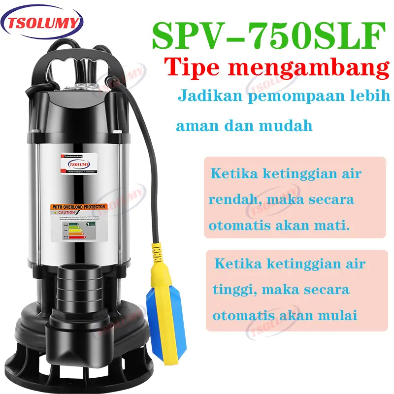 Pompa Celup Air Kotor 750W sewage pump 2inch Mesin Pompa Air Murah pompa submersible limbah TSOLUMY 2