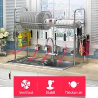 Gambar RakWastafel Stainless Steel Rak Piring Dapur Rak Pengering Piring Kokh - 62cm-2 Tingkat dari WS Furniture_NEW Kota Administrasi Jakarta Timur 4 Tokopedia