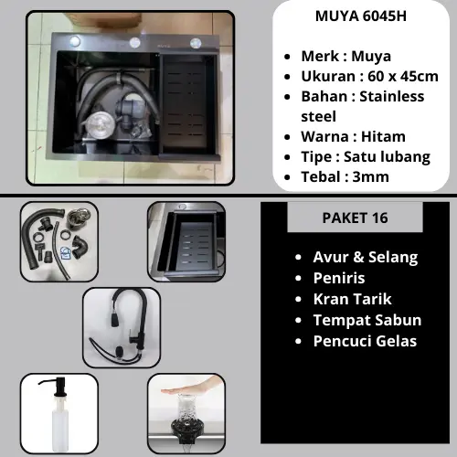 Kitchen Sink 6045 black / Bak Cuci Piring 1 Lubang Hitam 1