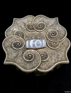 Batu Akik DZI Ice Matahari Bulan Bintang Blessed Tibet 27mm E2523B