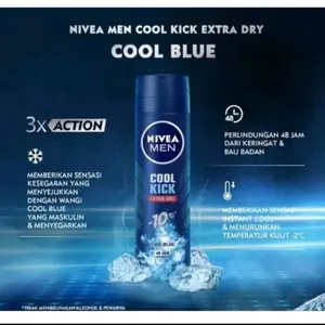 NIVEA Men Cool Kick Extra Dry Cool Blue Deodorant Perlindungan 48 Jam Anti Perspirant Wangi Segar untuk Kulit Maskulin  Bau Ketiak