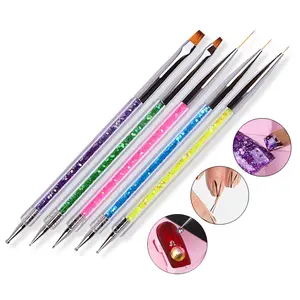 Set 5 pcs Kuas Nail Art Pen Dotting - Kuas Nail Art 2 Sisi - Nail Art Brush 2 in 1 Tools - Kuas Pen Dotting Kutek - Set Kuas Nail Art- Kuas Nail Art Serbaguna