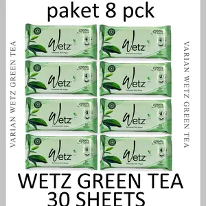 tisu - (paket 8 pck) wetz green tea 30 sheets original 100% / tissue Wipes