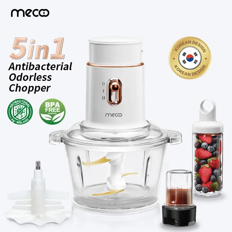 Mecoo Most Aesthetic 5 in 1 Antibacterial Odorless Chopper 250 Low Watt BPA Free / Blender Daging / Baby Food Processor 3
