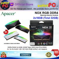 Gambar Apacer RAM NOX RGB AURA2 DDR4 DIMM 3200-18 2x16GB (32GB) 1.35V OC - Putih dari outletPC.id Kota Medan 1 Tokopedia
