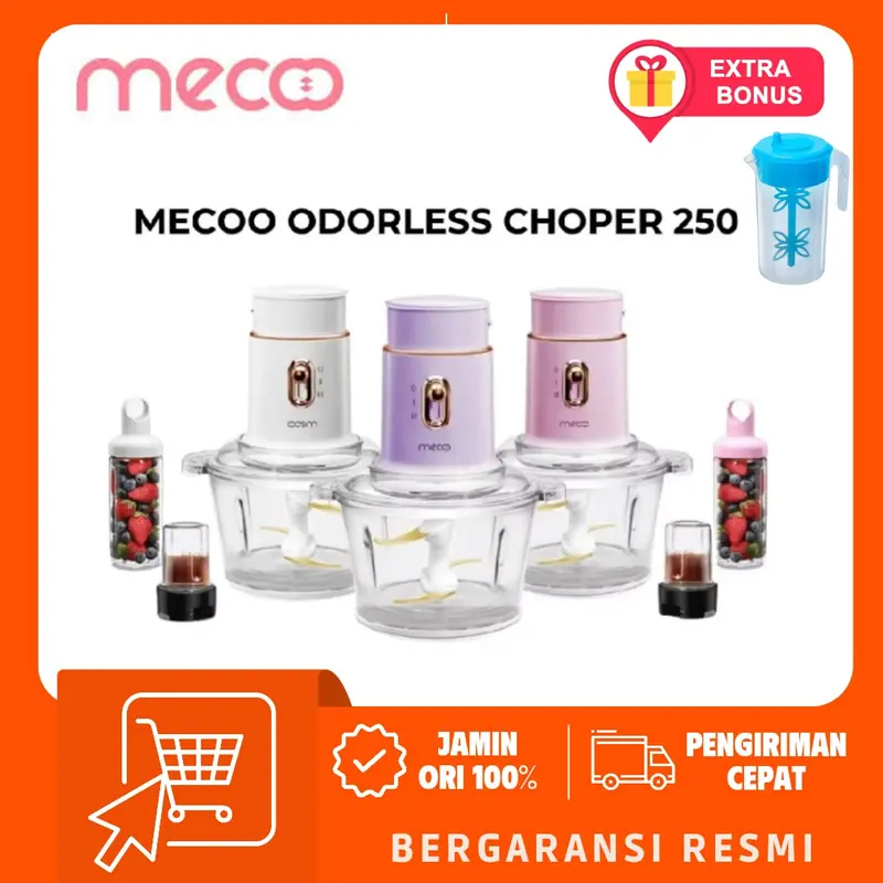 Mecoo Most Aesthetic 5 in 1 Antibacterial Odorless Chopper 250 Low Watt BPA Free / Blender Daging / Baby Food Processor 0