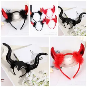 bando red devil / bando tanduk / bando maleficet / bando tanduk merah hitam maleficient kostum cosplay halloween merah headband