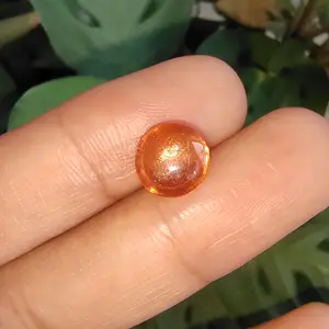 Batu Permata Natural Orange Sapphire Bentuk Bundar / Bulat Polos - Batu Orange Safir Asli