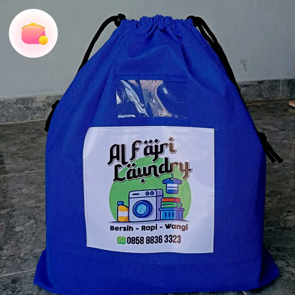Tas laundry serut tebal murah meriah awet muat  5 kg++  gratis sablon print fullcolour minimal order 30 pcs warna dikirim random jika  tidak request , pesanan bersablon chat admin lebih dulu keterangan detail ada di deskripsi