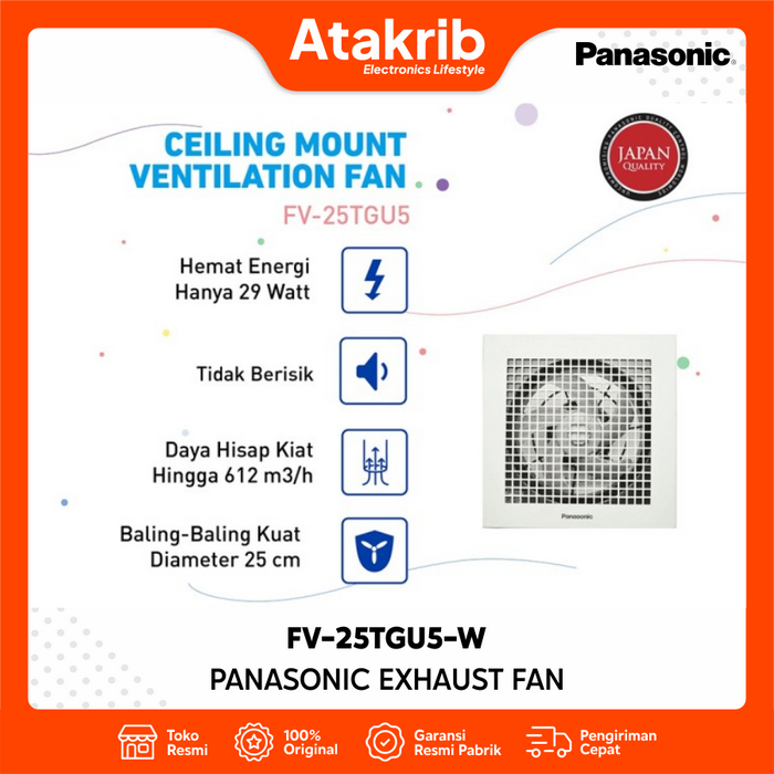 Gambar PANASONIC EXHAUST FAN FV-25TGU5-W [10 Inch] dari Atakrib Elektronik Yogyakarta Kab. Sleman Tokopedia