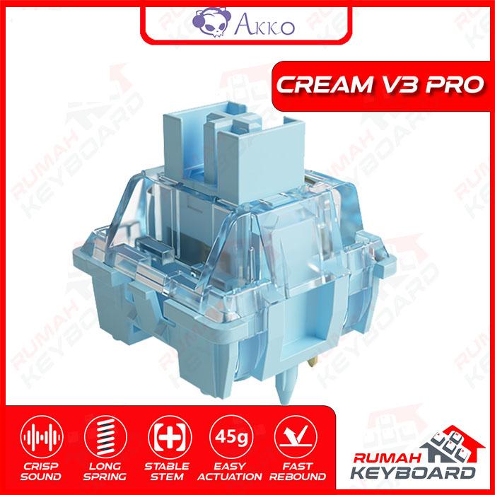 Gambar SWITCH - AKKO CREAM BLUE V3 PRO - 5 PIN - 38g - TACTILE - PCB MOUNT dari Rumah-Keyboard Kota Administrasi Jakarta Barat Tokopedia