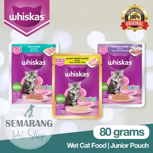 Wet Cat Food WHISKAS Junior Kitten Pouch 80gr Sachet Basah Saset