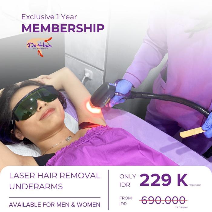 Gambar [MEMBERSHIP] Laser Hair Removal - Underarms Membership 1 Tahun dari De Hair Laser & Aesthetics Jakarta Kota Administrasi Jakarta Selatan Tokopedia