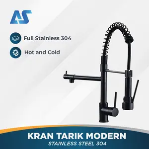 Kran Meja Tarik Pantry Dapur Kitchen Sink Faucet panas dingin Hot and Cold Black White Hitam Putih