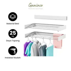 (GUNINCO) JEMURAN LIPAT / jemuran lipat tempel dinding balkon / Rak jemuran baju handuk Sepatu