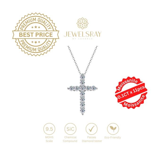 Gambar Kalung Salib Moissanite diamond look cross necklace dari Luxoela Kota Administrasi Jakarta Barat Tokopedia