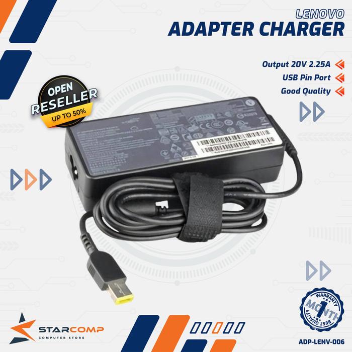 Gambar Adaptor Charger LENOVO 20V 2.25A 45W USB Pin dari Starcomp Solo Kota Surakarta Tokopedia