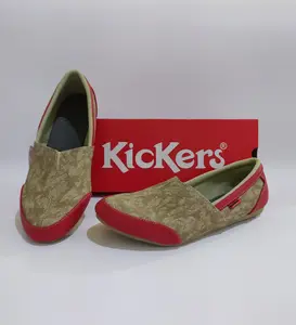 Kickers Sepatu Slip On Wanita Flat Shoes Bahan Original MBtech & TPR Anti Slip Nyaman Size 36-40 Merah Hijau Desain Simple Menarik Berkualitas